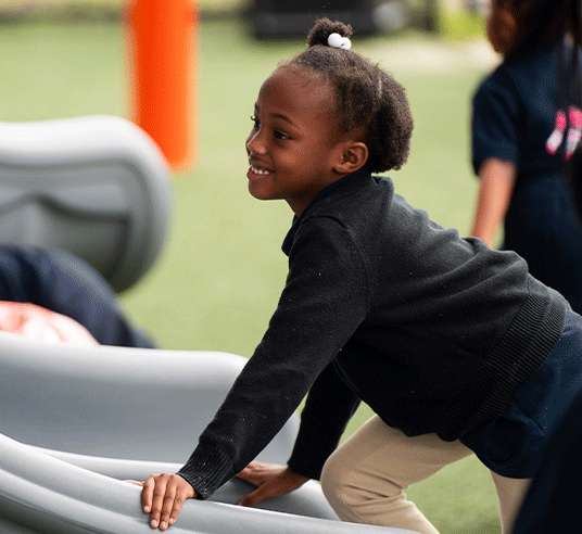 young student in slide