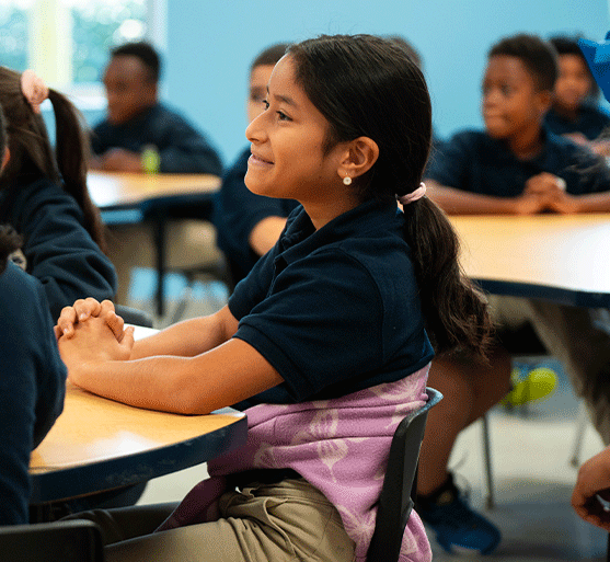 young student focused in classroom