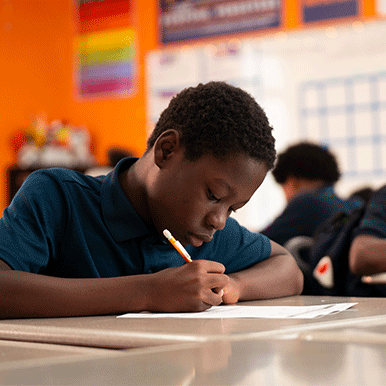 student writing